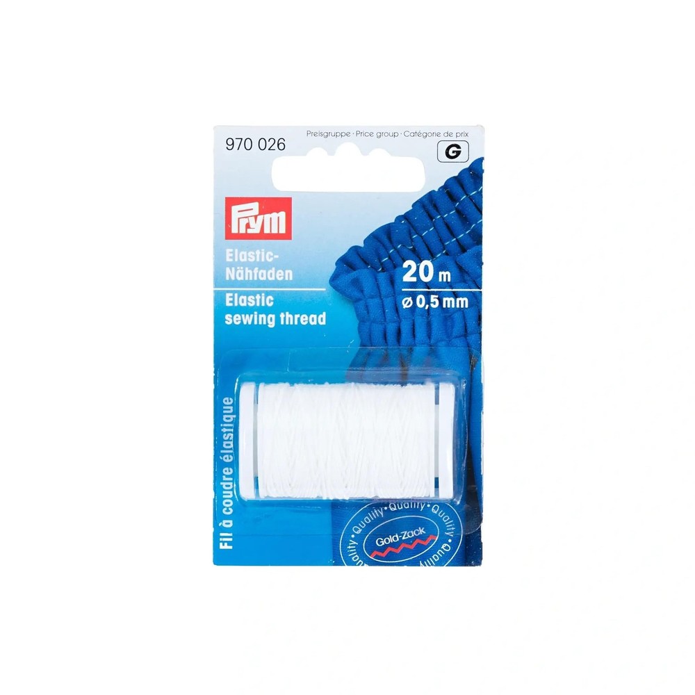 Prym Elastic Sewing Thread, White, 22 YD (20 M) White