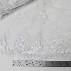Andrea WHITE 3D Floral Matte Corded Embroidery on Mesh Lace Fabric by the Yard