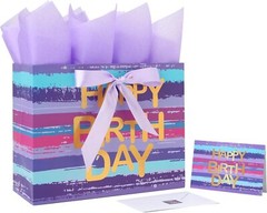 13″ Large Purple-blue Multicolor Watercolor Gift 1 Count (Pack of 1), Purple