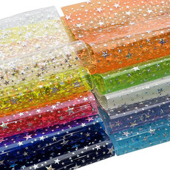 10 Pcs Sparkle PVC Vinyl Fabric, 8.3″X11.8″ Clear Laser Star Printed Waterproof