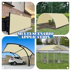 Fabric Roll Cloth Privacy Fence Screen UV Block Patio Garden Shade Cover Beige