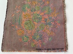 FRENCH TAPESTRY~Floral Embroidered Panel~ANTIQUE VINTAGE~Vase Flower Arrangement