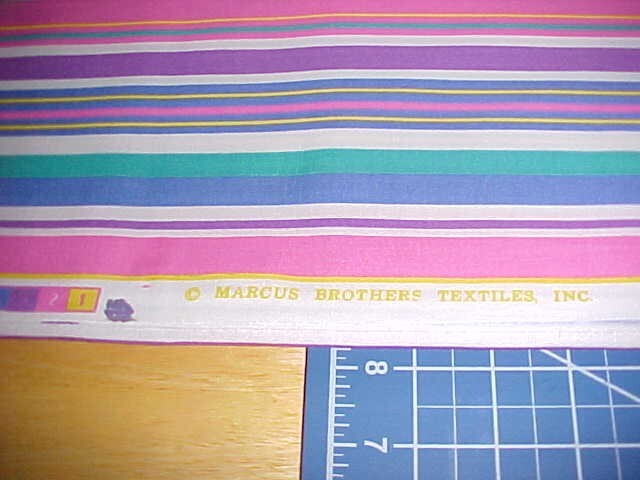 Fabric Cotton Vintage Marcus Brothers Textiles, Inc Multicolor Stripes 60″ X 66″