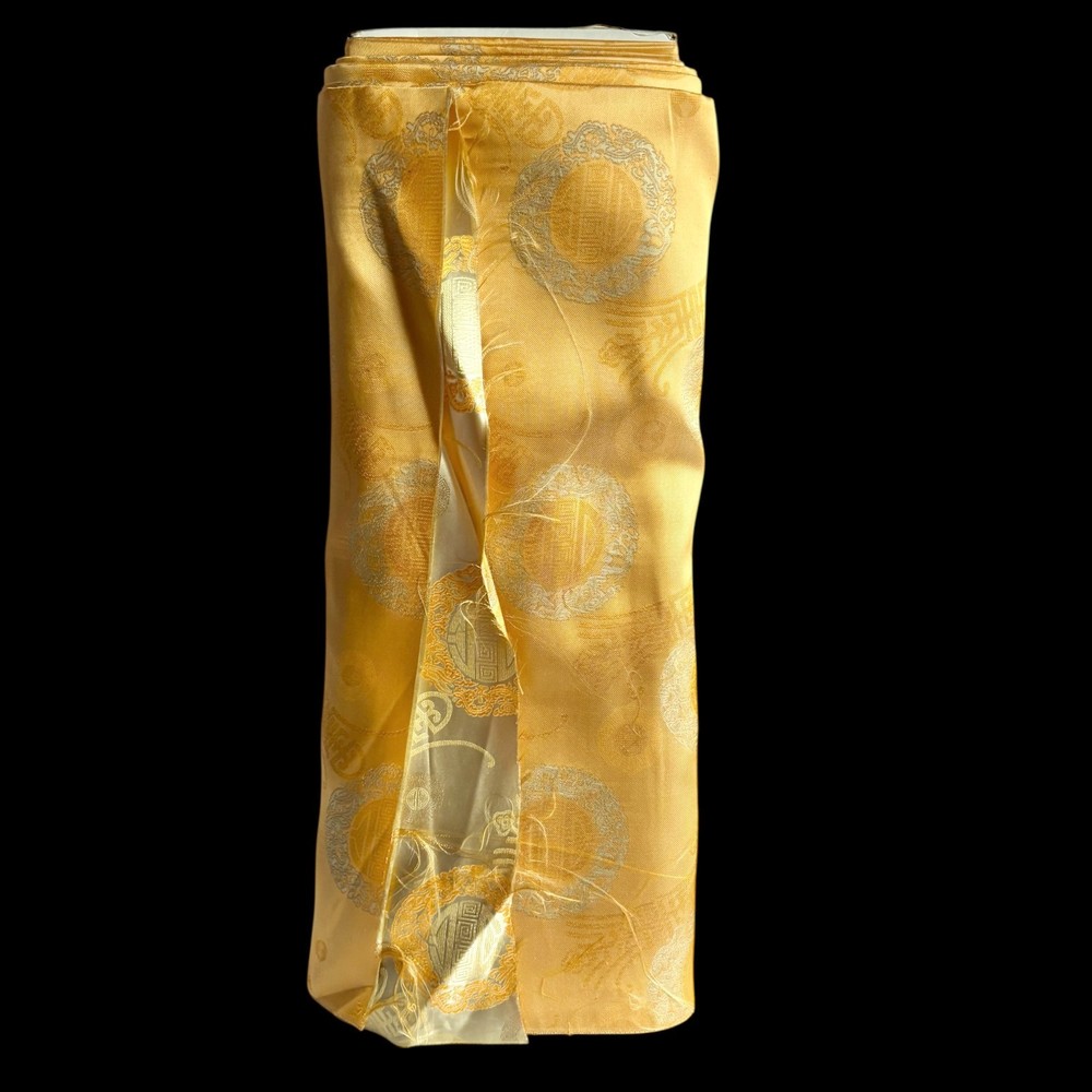 Gold Silver Asian Brocade Fabric Poly/Nylon Rainwood 12 Yards
