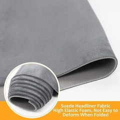 3MM Gray Suede Headliner Fabric 96″x60″ Foam Backed for Car Inner Roof Repair