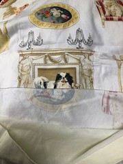 P KAUFMANN BEST IN SHOW IVORY BACKGROUND SHOW DOGS DRAPE OR FABRIC 51”W X 52″L