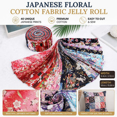 40 Pcs Japanese Style Fabric Jelly Roll,Cotton Quilting Fabric Strips,2.5″ Wide