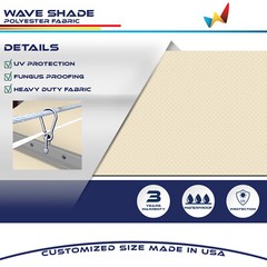 Waterproof Retractable Pergola Replacement Shade Cover Wave Sail Awning-Beige