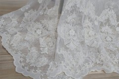Vintage Cotton Embroidery Mesh Lace Fabric Tulle Lace Wedding Dresses Couture