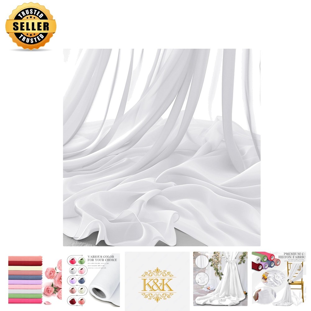 Elegant 59″ Wide White Chiffon Fabric – Perfect for Dresses & Decorative Draping