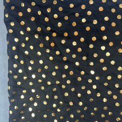 Black Gold Polka Dot Fabric Sheer Lightweight Metallic Dots 33″ Wide Craft Decor