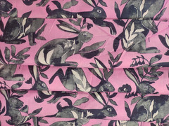 Large Rabbit Print Cotton Fabric Indian Women Dressmaking Upholstery Fabric Boho