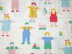 1989 MARIMEKKO PIKKU COLLECTION FRIENDS BOY IN OVERALLS GIRL SPRING FABRIC 4+ YD