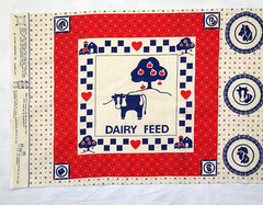 Vtg Cow Farm Dairy Feed Fabric Panel Pillow Cushion Coaster Placemat Tote Bag