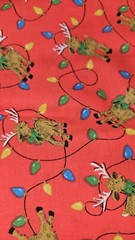 Cranston VIP Scattered Reindeer Christmas Print Cotton Fabric Red 2YDS X 45″