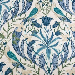 Covington GUINEVERE Bird Floral ROBINS EGG Blue Linen Drapery Pillow Fabric BTY