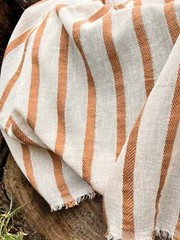 Herringbone Striped Neutral Organic Cotton Double Face Fabric By 2 Meters.