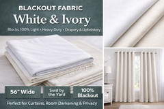 Blackout Fabric 56” Wide White Ivory Curtain Drapery By Yard or Roll