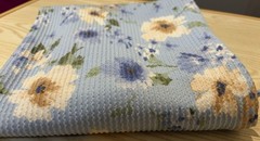 Blue Floral Double Knit Fabric | Polyester Rayon Spandex Blend | 60” Wide