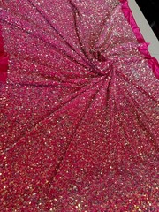 Fuchsia Sequin Stretch Velvet Fabric Sparkly Spandex Costumes Dancewear