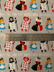 Alice in Wonderland Scrap 9″x 21” Cotton Fabric Fat eighth Queen Cards Heart