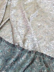 Asian Pattern Jacquard Brocade Fabric By The Yard Sage Beige For Dress Upholster