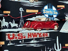 Alexander Henry ROUTE 66 Mini Highway TRAVEL Black Cotton Fabric 1/2 yard