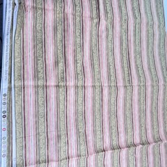 Benartex quilting cotton fabric brown pink floral stripes 64×43 1.7 yards