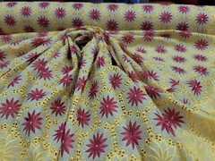 Yellow African Lace Fuchsia Flower Floral Fabric By Yard Embroidery Rhinestones