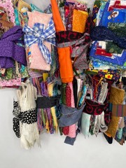 Lot of quilt scrap craft 9 bundles of cotton fabric Flowers Deer poka dot