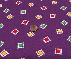 Squares (Red*Green*Yellow) on Purple * 100% Cotton * 8″ x 22″ * Unbranded *