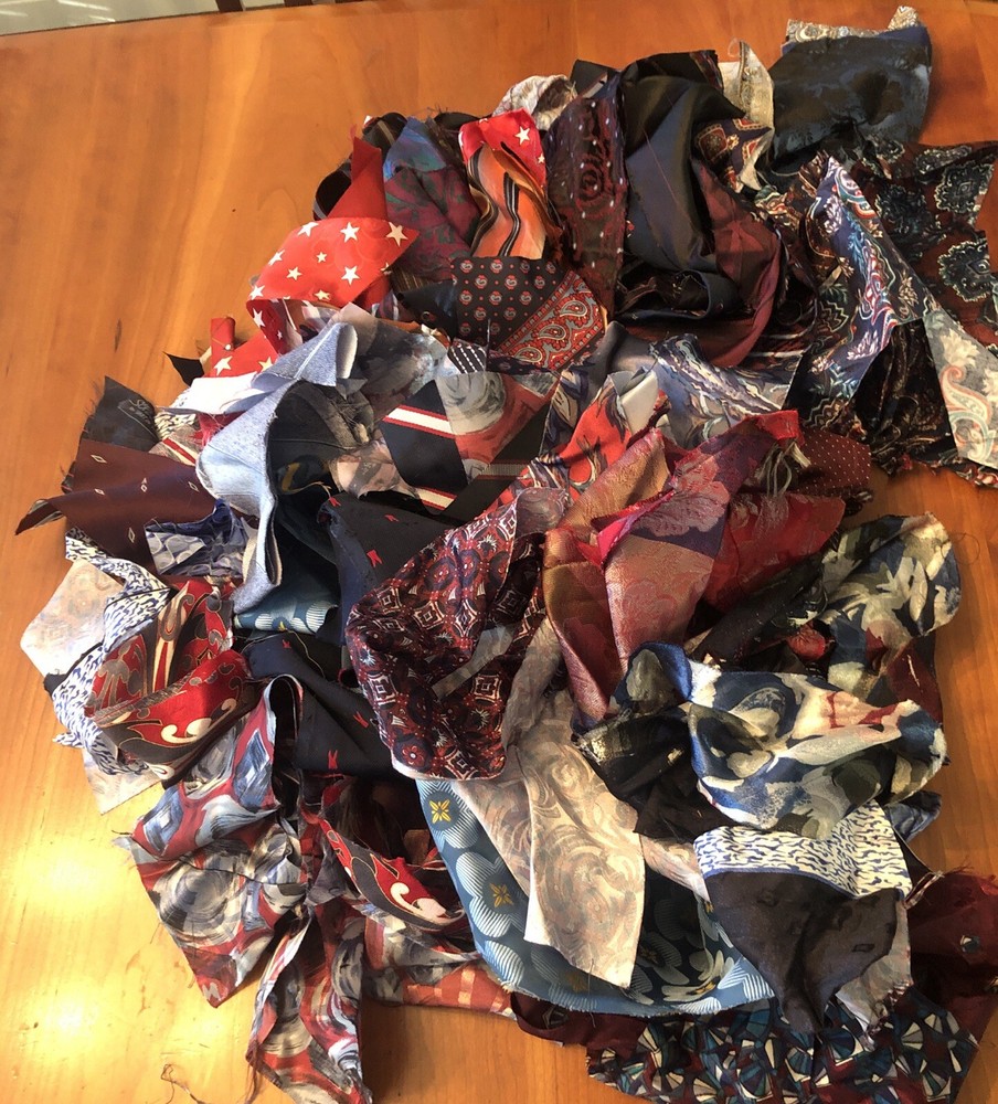 Necktie Pieces For Quilting And Crafts Over 1 Pound