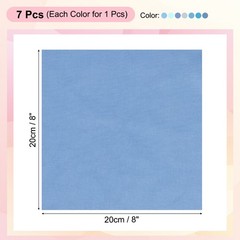 7Pcs 8″ x 8″ Solid Color Cotton Fabric Bundles Precut Fabric Square, Blue
