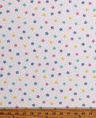 Flannel Pastel Stars Allover on White Kids Cotton Flannel Fabric BTY D279.47