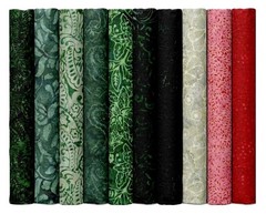 Timeless Treasures – Tonga Batik Poinsettia – Holly And Mistletoe – Spruce, BTY
