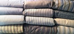 24-pc Big Scraps of 12 Men’s assorted STRIPE shirt SLEEVES 100% cotton Quilting