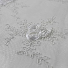Andrea WHITE 3D Floral Matte Corded Embroidery on Mesh Lace Fabric by the Yard
