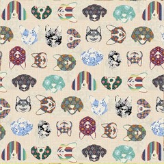 Korean Traditional Puppy Face Frame Patterned Fabric made in Korea BTHY