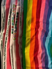 Rainbow Stripe Fabric Cranston VIP Screen Print Cotton 44×60 Bright Multicolor