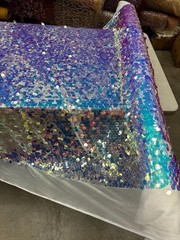 Iridescent 18MM Paillette Sequins Trim Fabric Oversized Round Costumes Dancewear