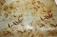 56″ Light to Medium Weight Sateen Bamboo Design on Golden Beige Fabric BTP