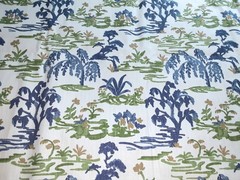 4 Yards Premier Prints Meadow-Slub Linen White Printed Drapery Fabric in Bermuda