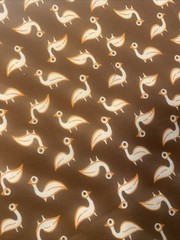 Cotton/Cotton Blend J Manes Heavy Fabric Brown w/Birds MCM Feathers 30” x 68”