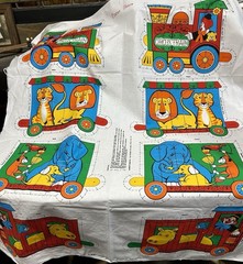 Vintage Cranston VIP “Circus Train” cut-and-sew fabric panel 44 X 35