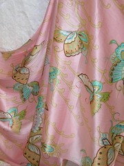 New 100% Silk Charmeuse Fabric Pink Butterfly Per Yard