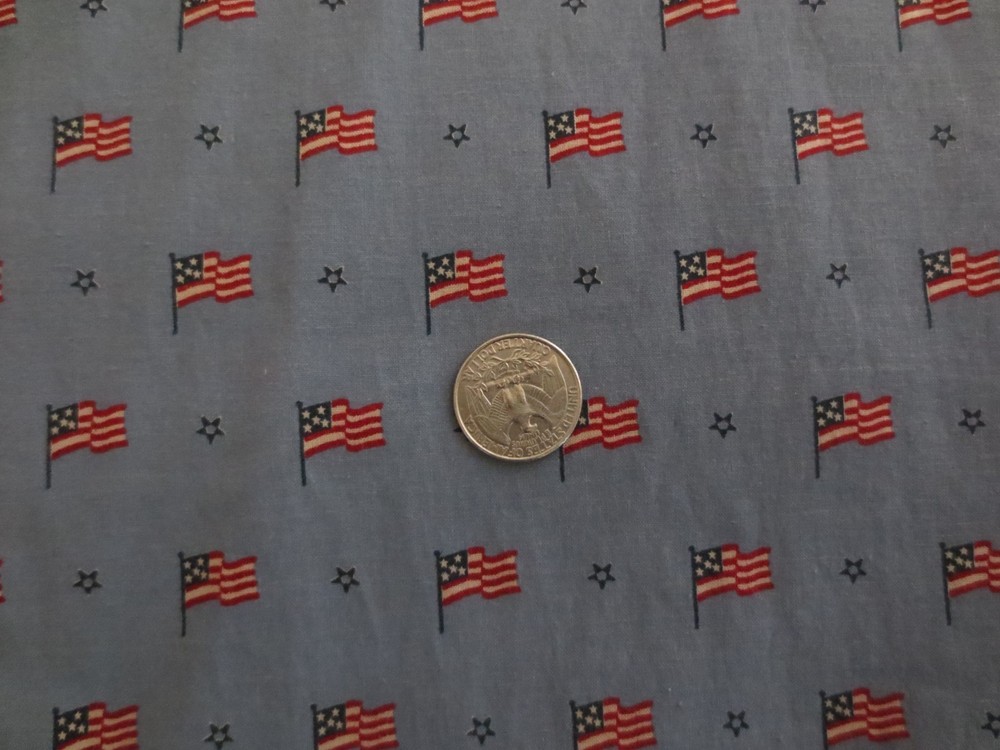 4847. Marcus Bros. FLAGS & STARS Craft, Quilting COTTON FABRIC–42″ x 9-5/8 yds.