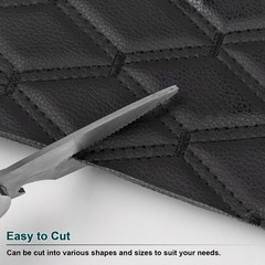 63″Quilted Vinyl Faux Leather Fabric w/Foam Car Upholstery Continuous Yard Black