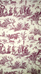 Purple Ivory Toile Fabric 3 1/4 yards 45″ Wide Lightweight Cotton Blend Country