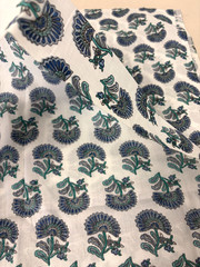 Hand Block Print Floral Fabric Flower Khadi Bhavan 2.2 Yds 100% Cotton Sewing