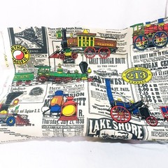 Vintage Train Engine Transportation Travel Fabric By the Yard 43″ House n Home